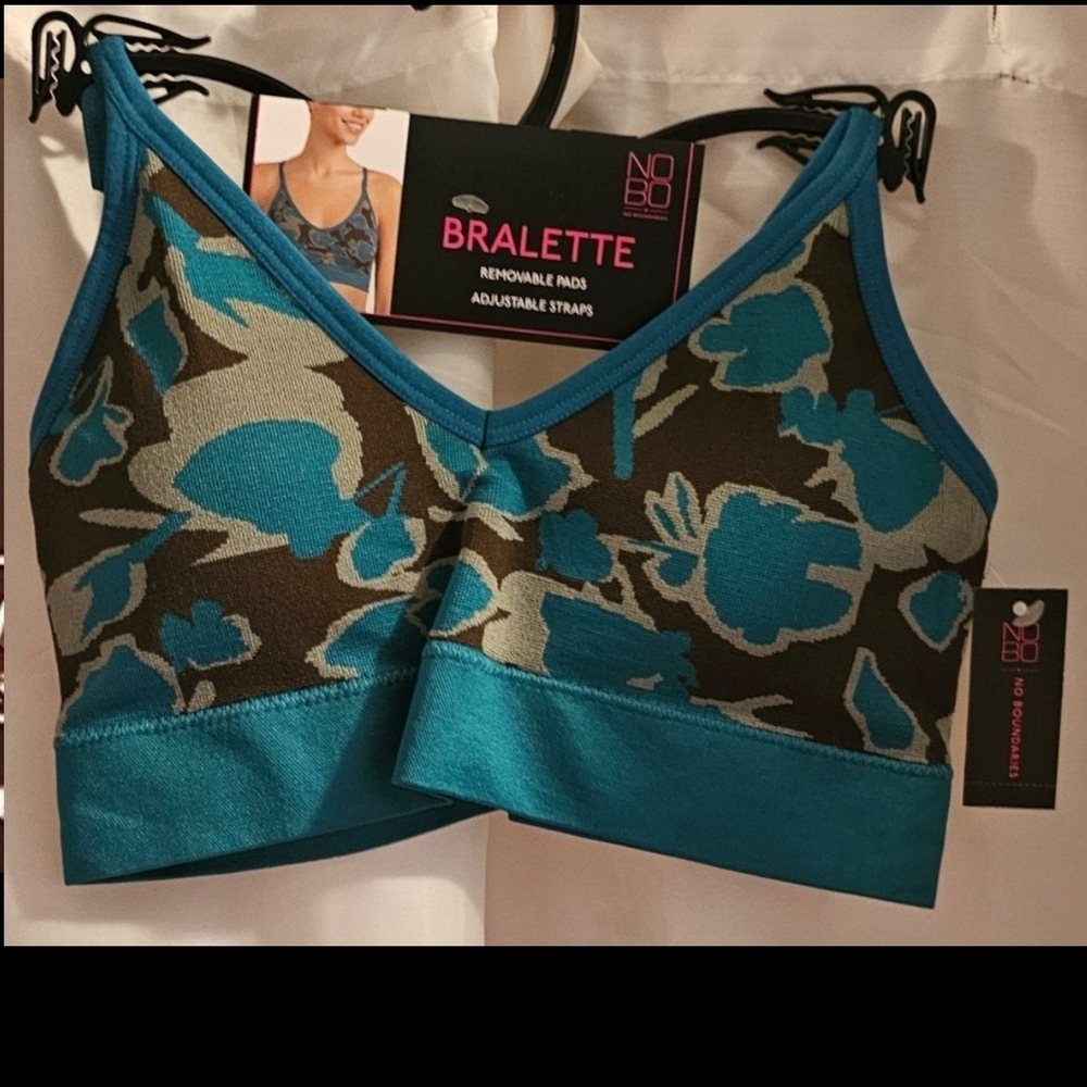 No Boundaries Teal and Brown Floral Bralette